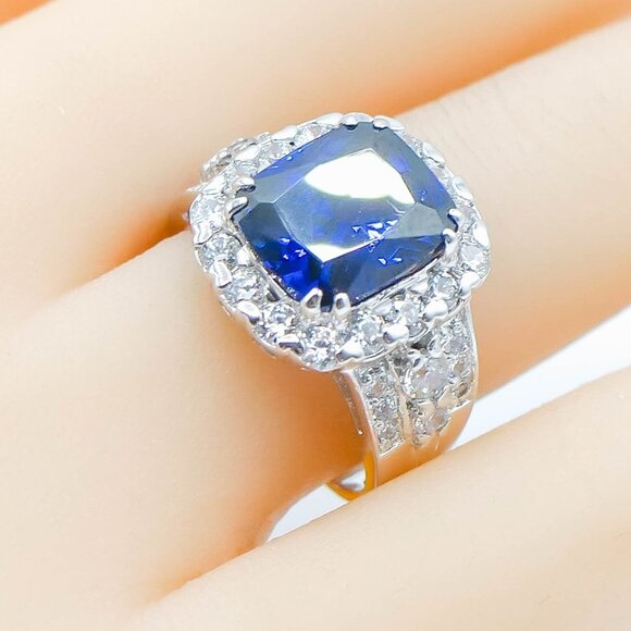 Bella Luce® Blue and White CZ Sterling Silver Ring Size 8 - Picture 6 of 6